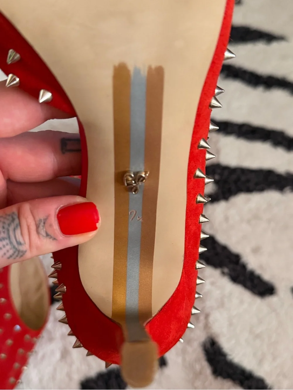 Sam Edelman Red Suede Pointed-Toe Stud Heels - Picture 4 of 6